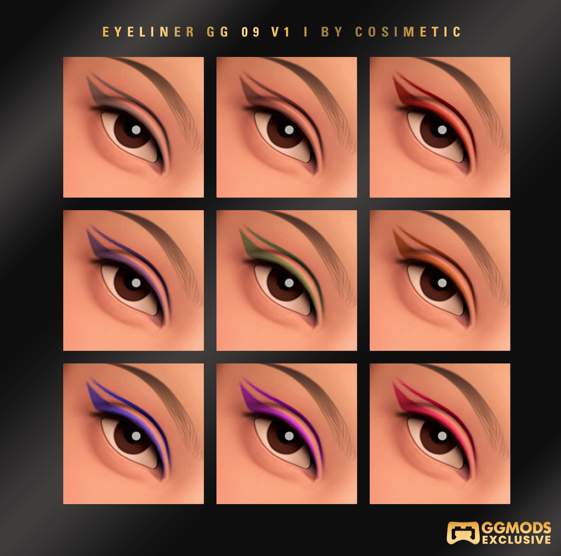 Sharp Color Wing Eyeliner GG 09 V1 mod for The Sims 4 