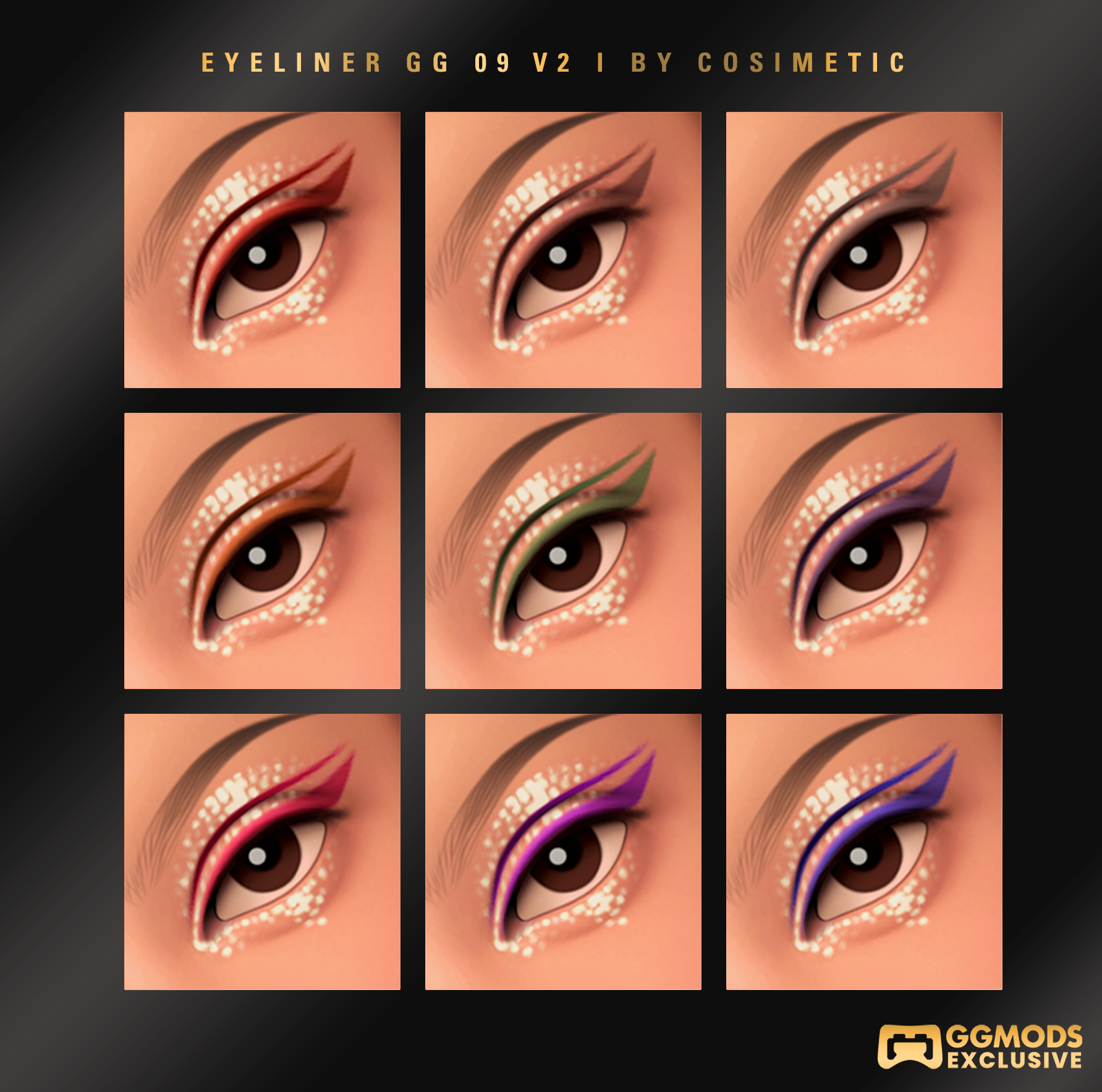 Sharp Color Wing Eyeliner GG 09 V2 mod for The Sims 4 