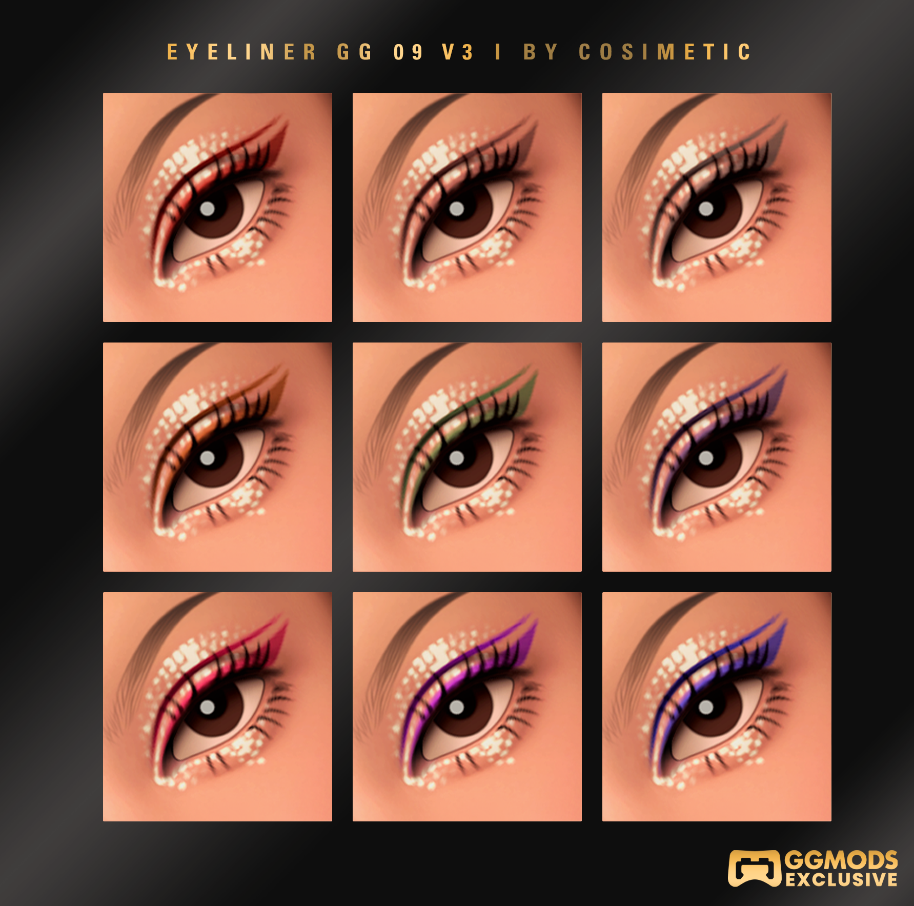 Sharp Color Wing Eyeliner GG 09 V3 mod for The Sims 4 