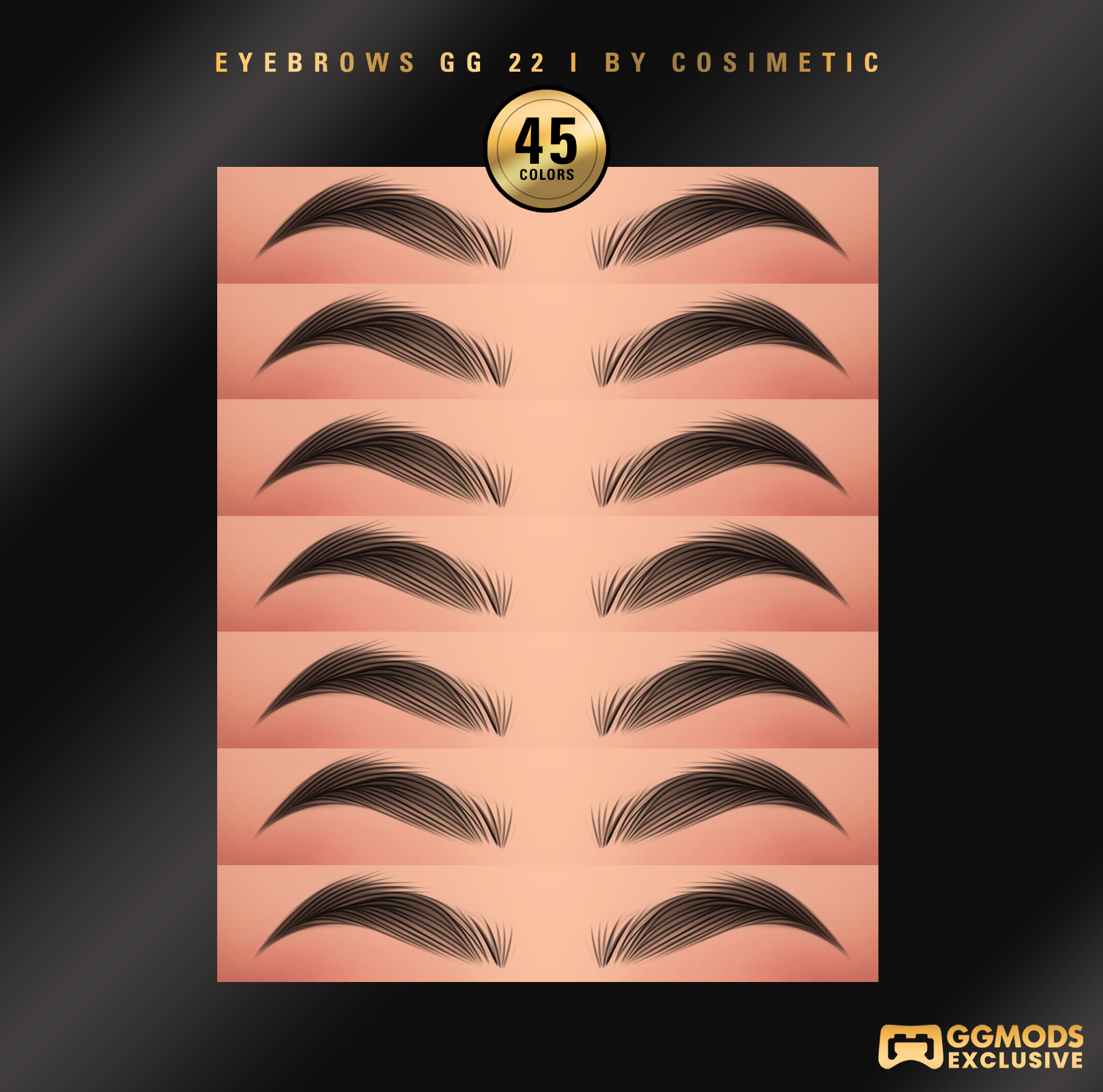 Bold Curve Brows GG 22 mod for The Sims 4 