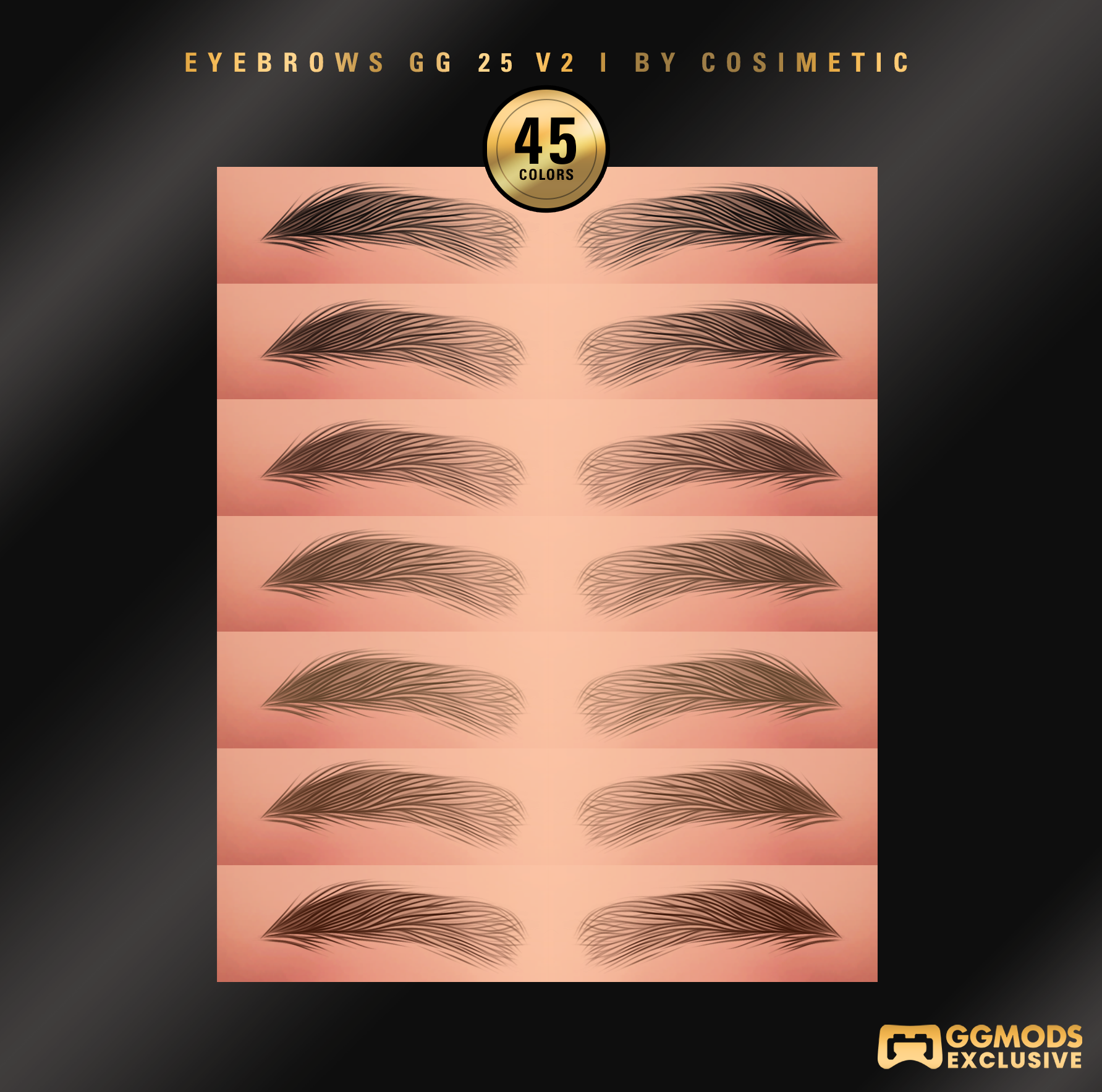 Airy Stroke Brows GG 25 V2 mod for The Sims 4 