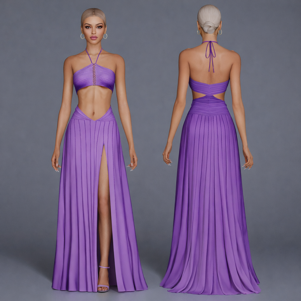 Halter Cutout Pleated Skirt Set mod for The Sims 4 