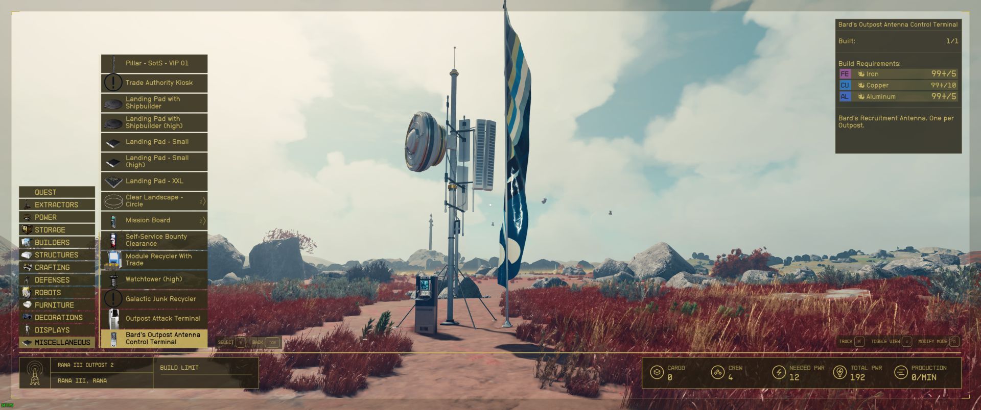 Bard's Outpost Recruitment Beacon mod for Starfield