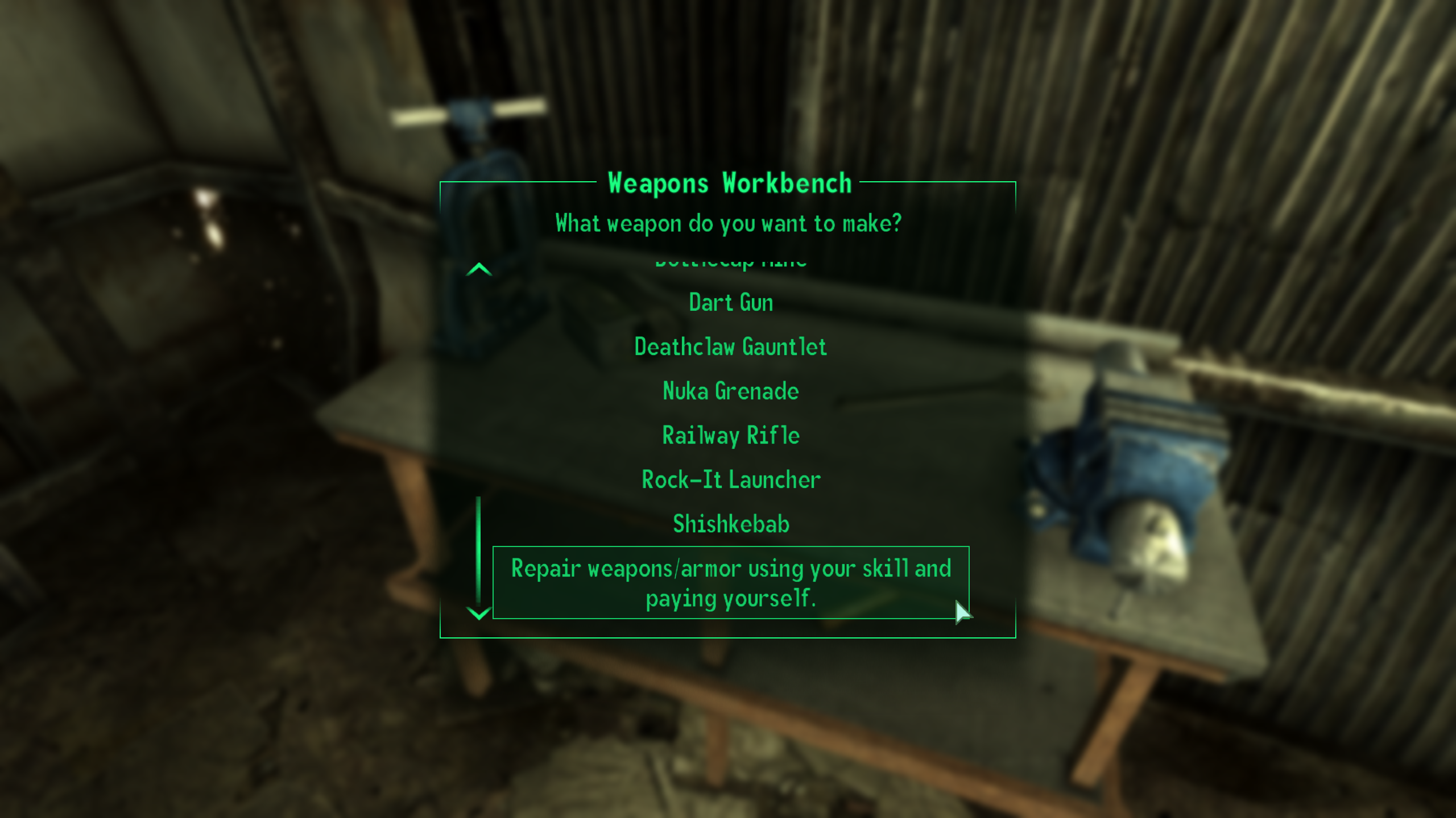 Weapon And Armor Repair at Weapon Creation Workbenches mod for Fallout 3