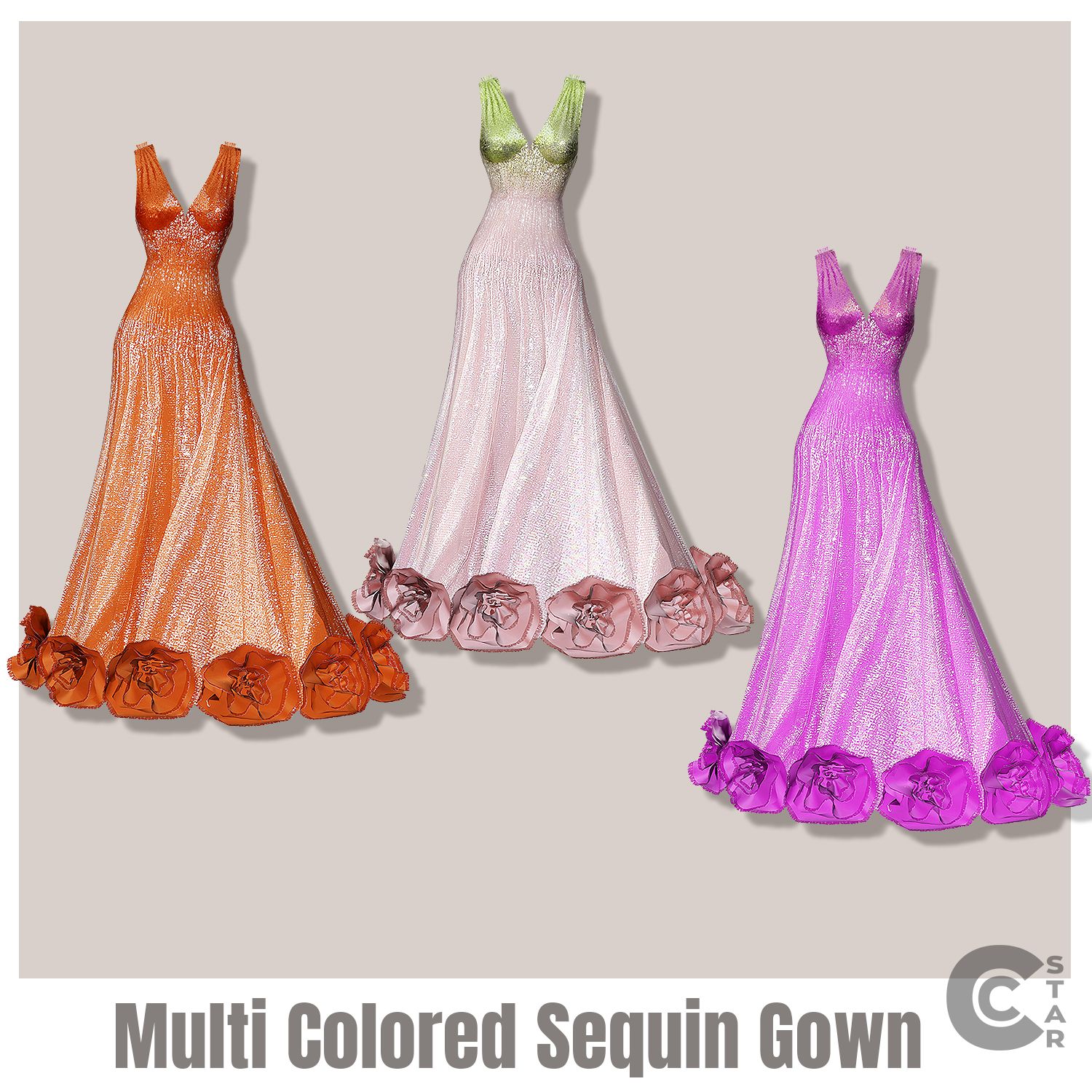 Multi Colored Sequin Gown mod for The Sims 4 