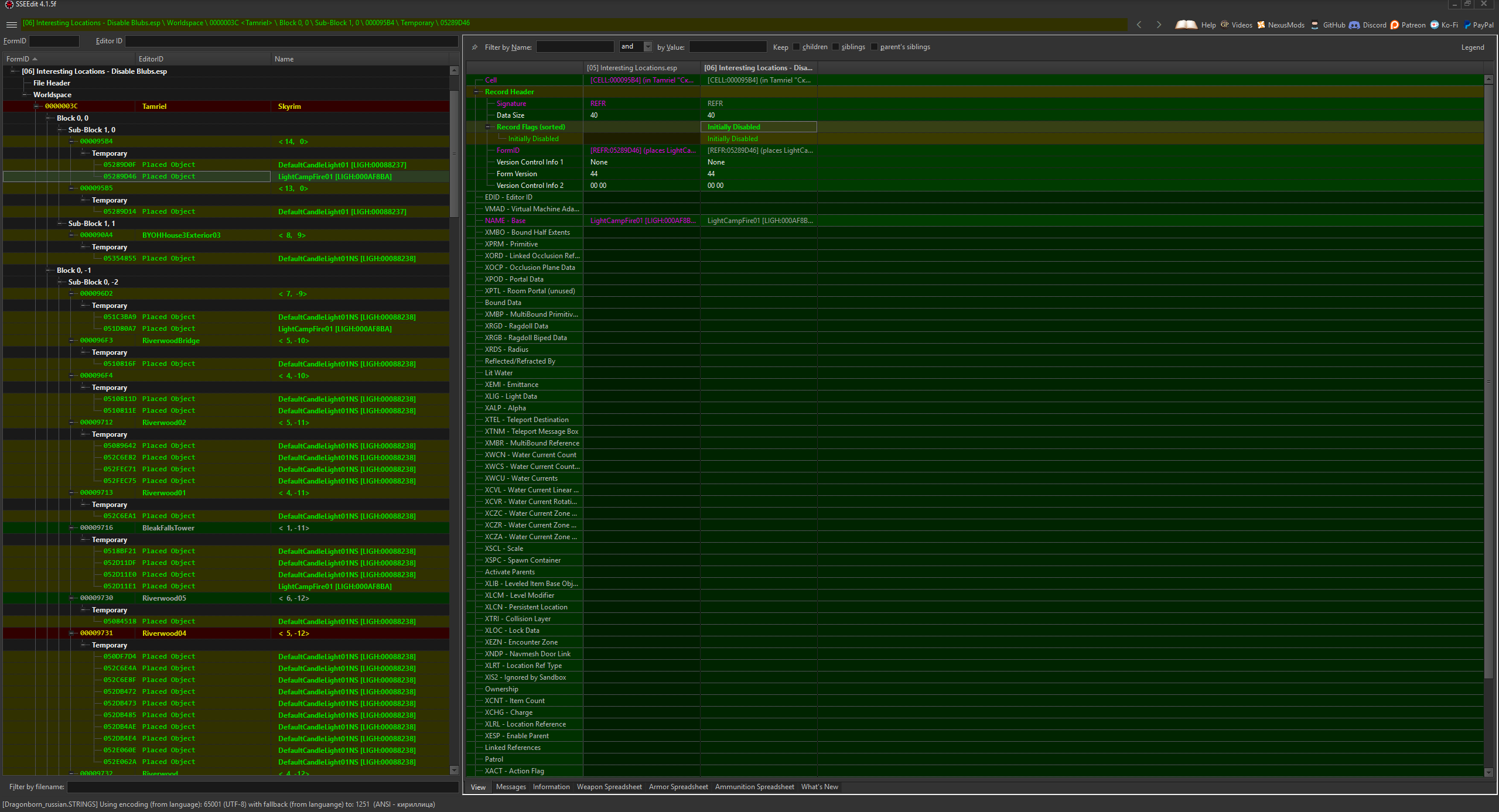 XEdit Script to Disable LIGH References mod for The Elder Scrolls V: Skyrim Special Edition