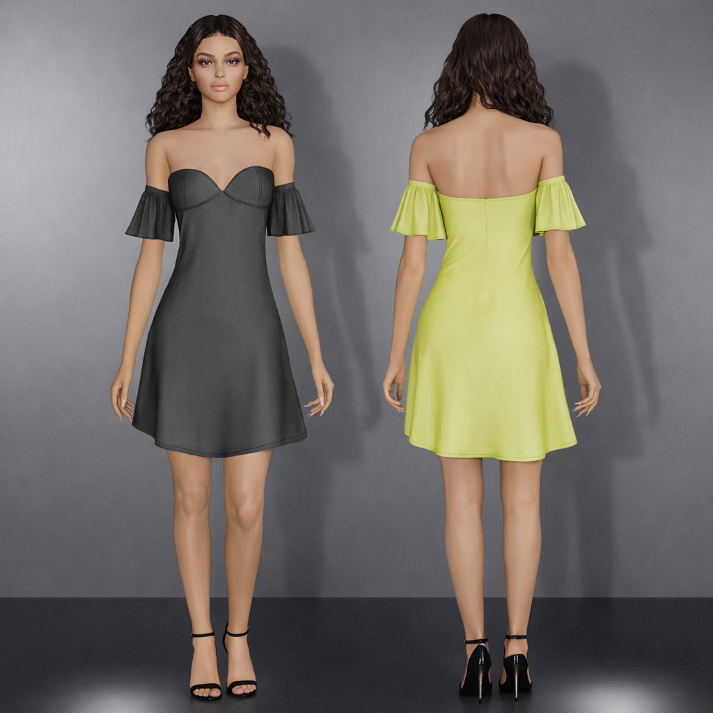 Off Shoulder Cup Mini Dress mod for The Sims 4 