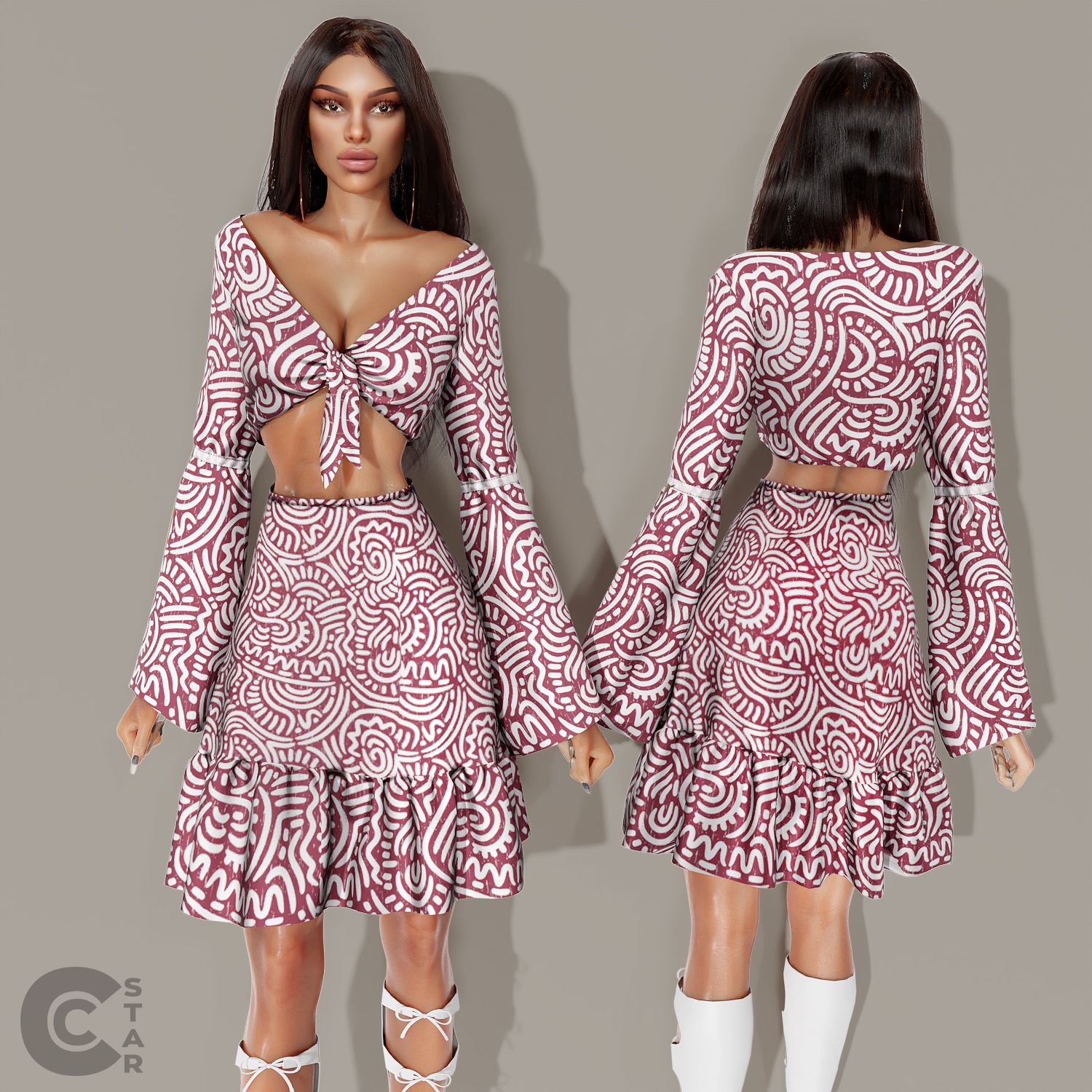 Bohemian set : Tied top & Skirt mod for The Sims 4 