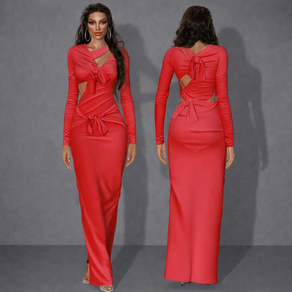 Cutout dress with ribbon Dress mod for The Sims 4 