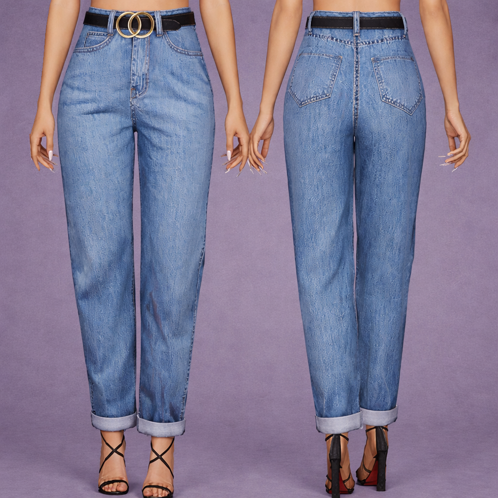 High Waist Jeans With Belt mod for The Sims 4 