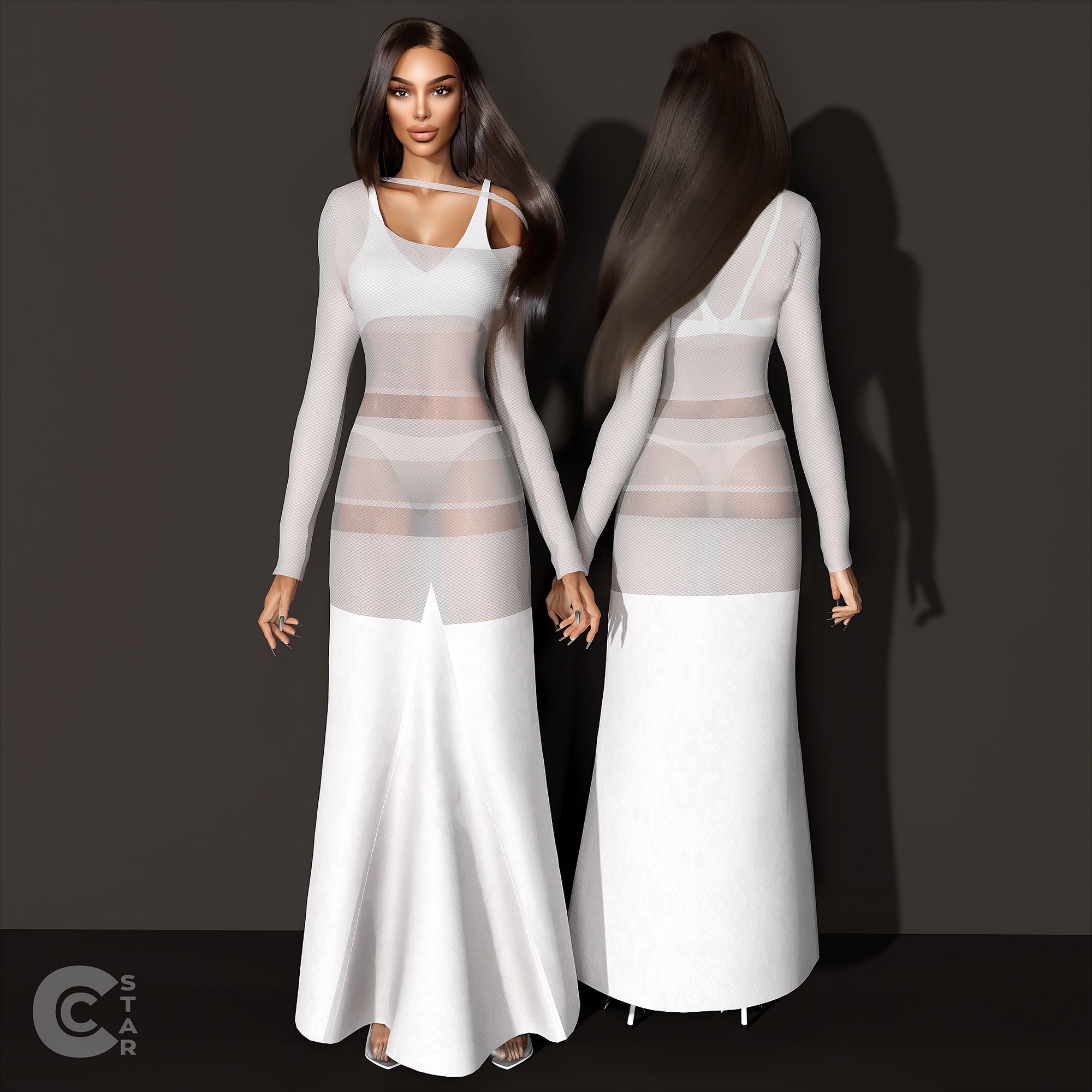 Sheer Mesh Maxi Dress mod for The Sims 4 