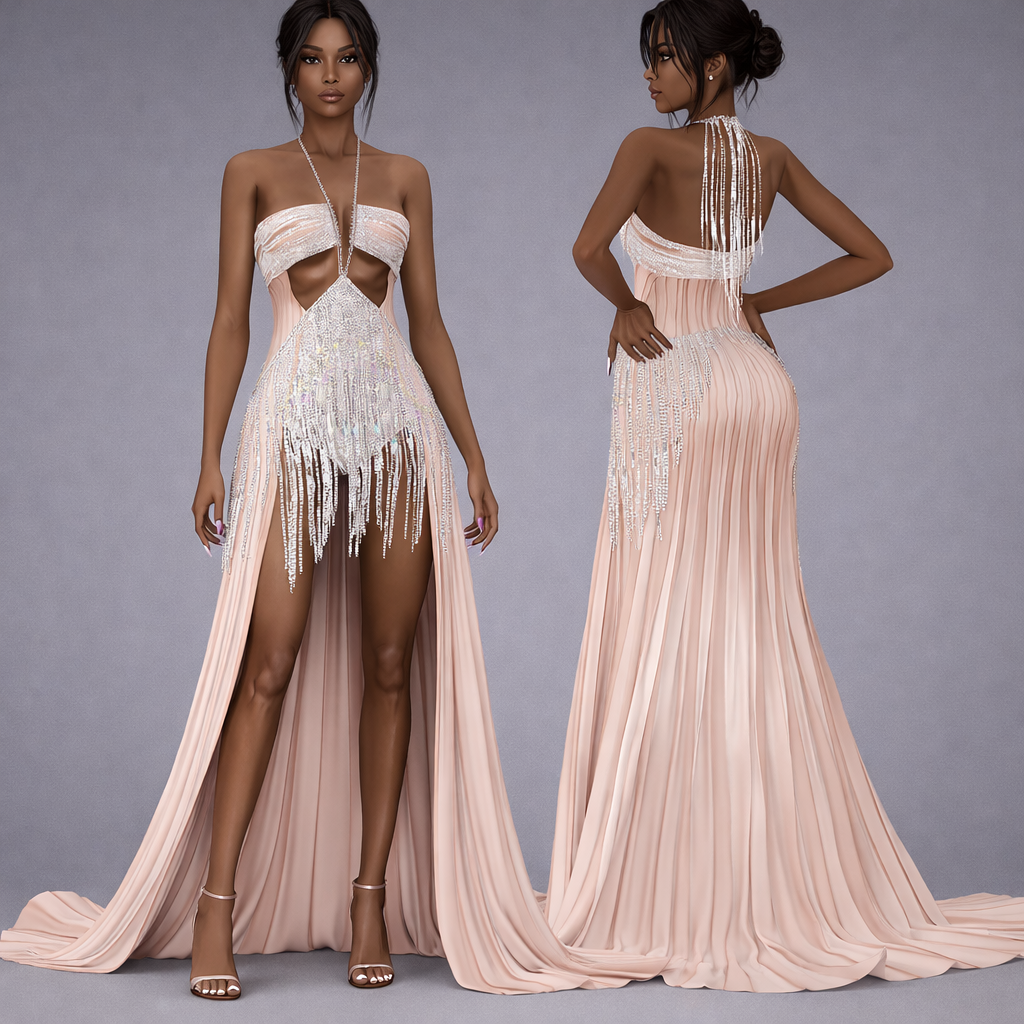 Crystal Chain Bra with a swinging Fringe Skirt mod for The Sims 4 