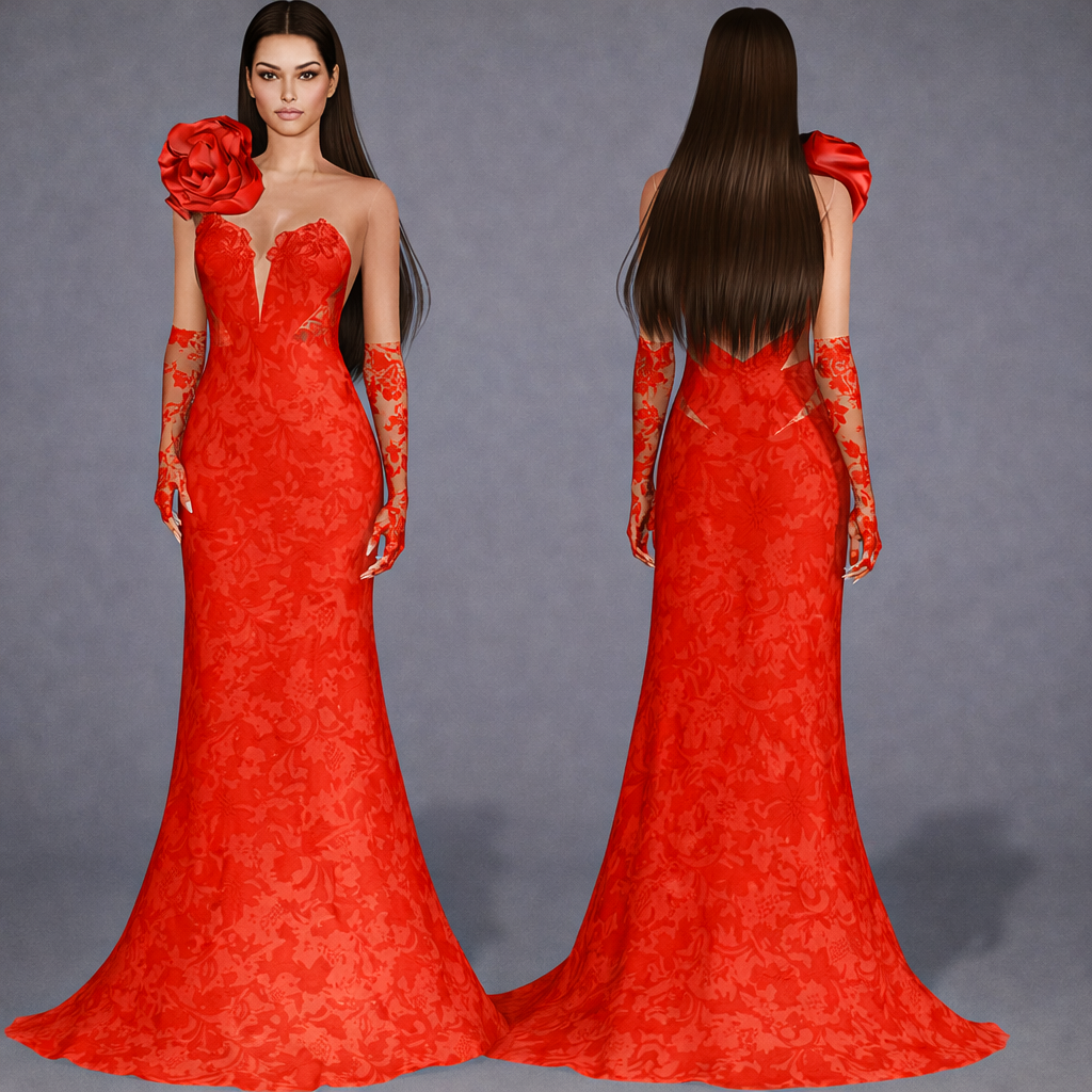 Rose Elegant Dress mod for The Sims 4 
