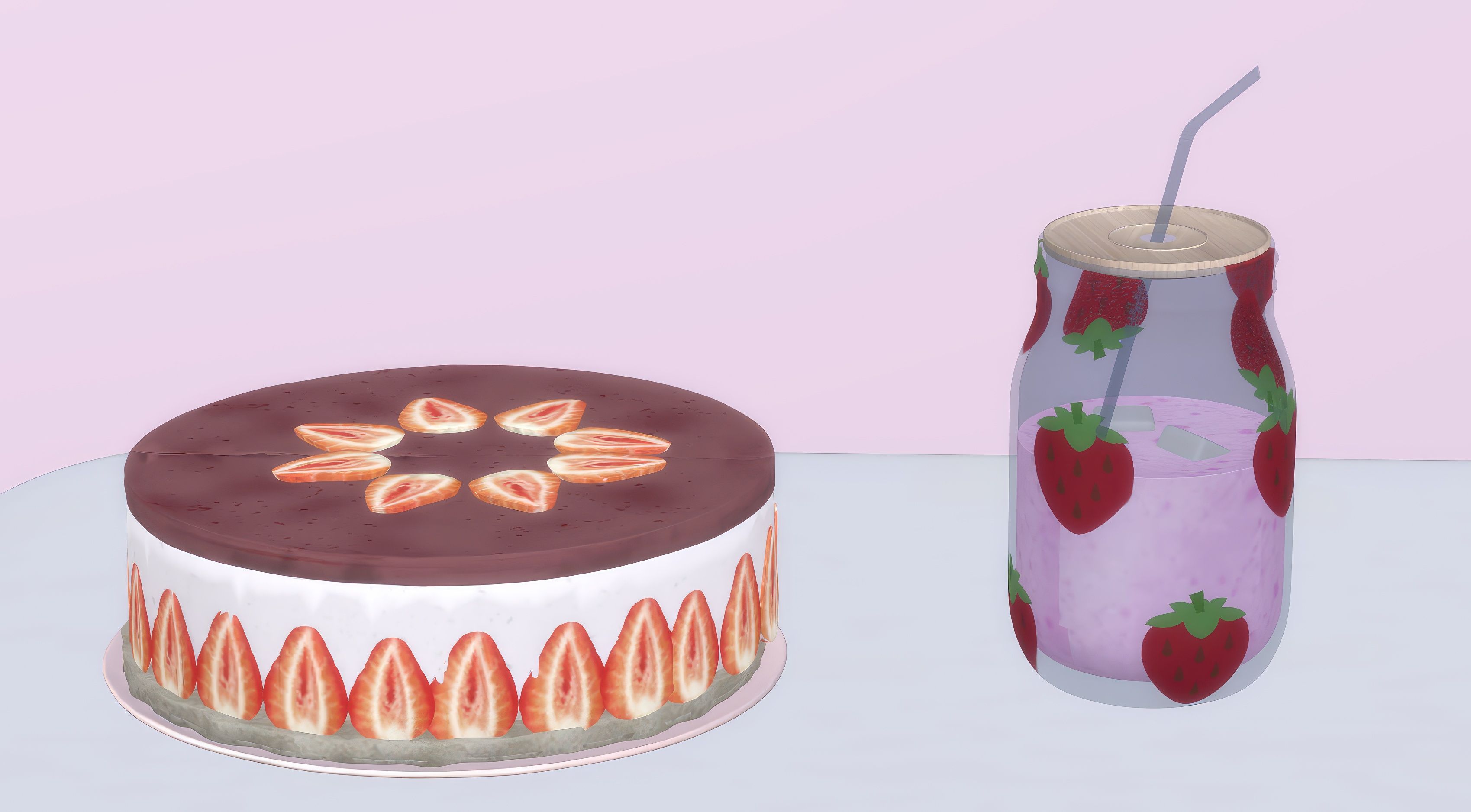 Strawberry glass mug mod for The Sims 4 
