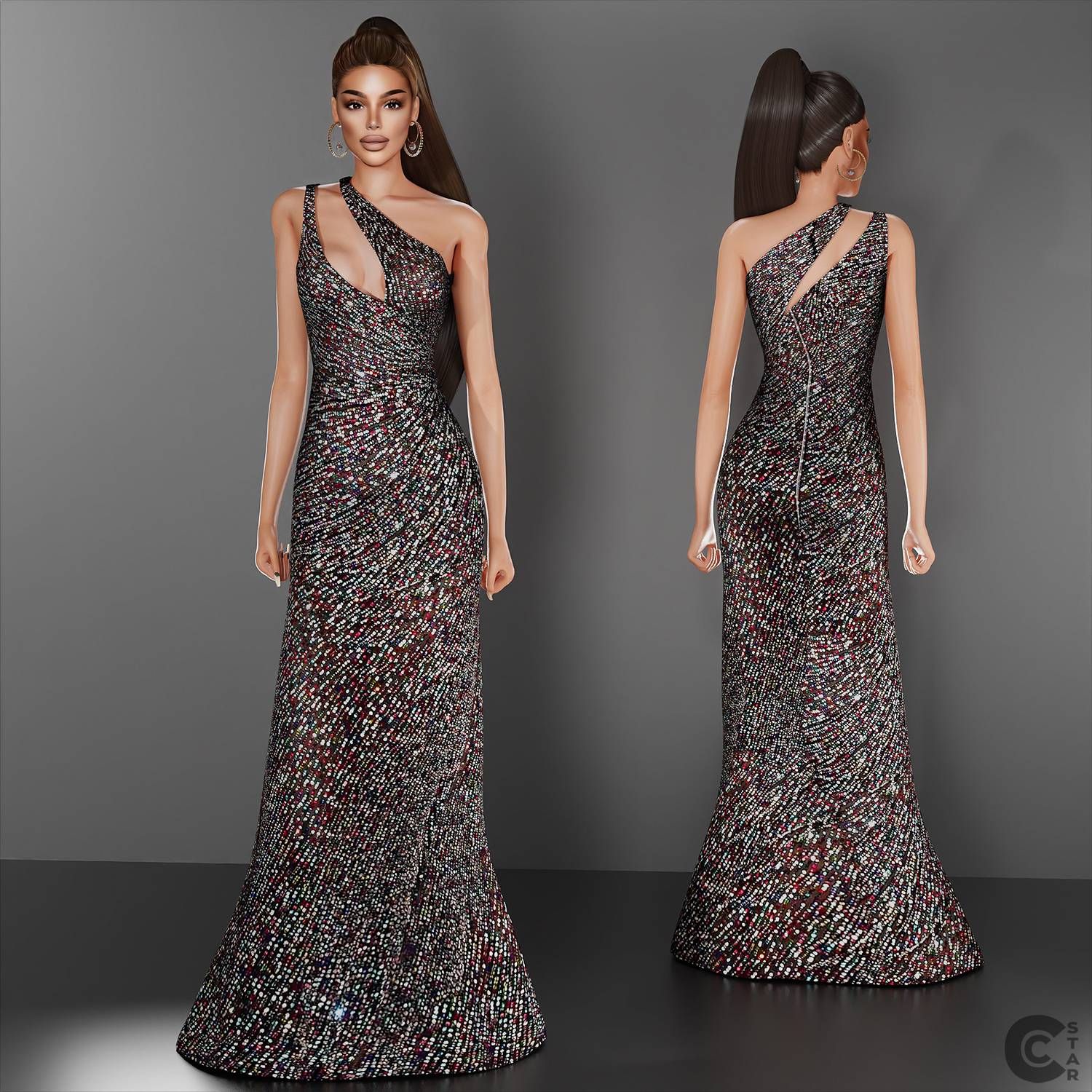 Cut-out Sequin Gown mod for The Sims 4 