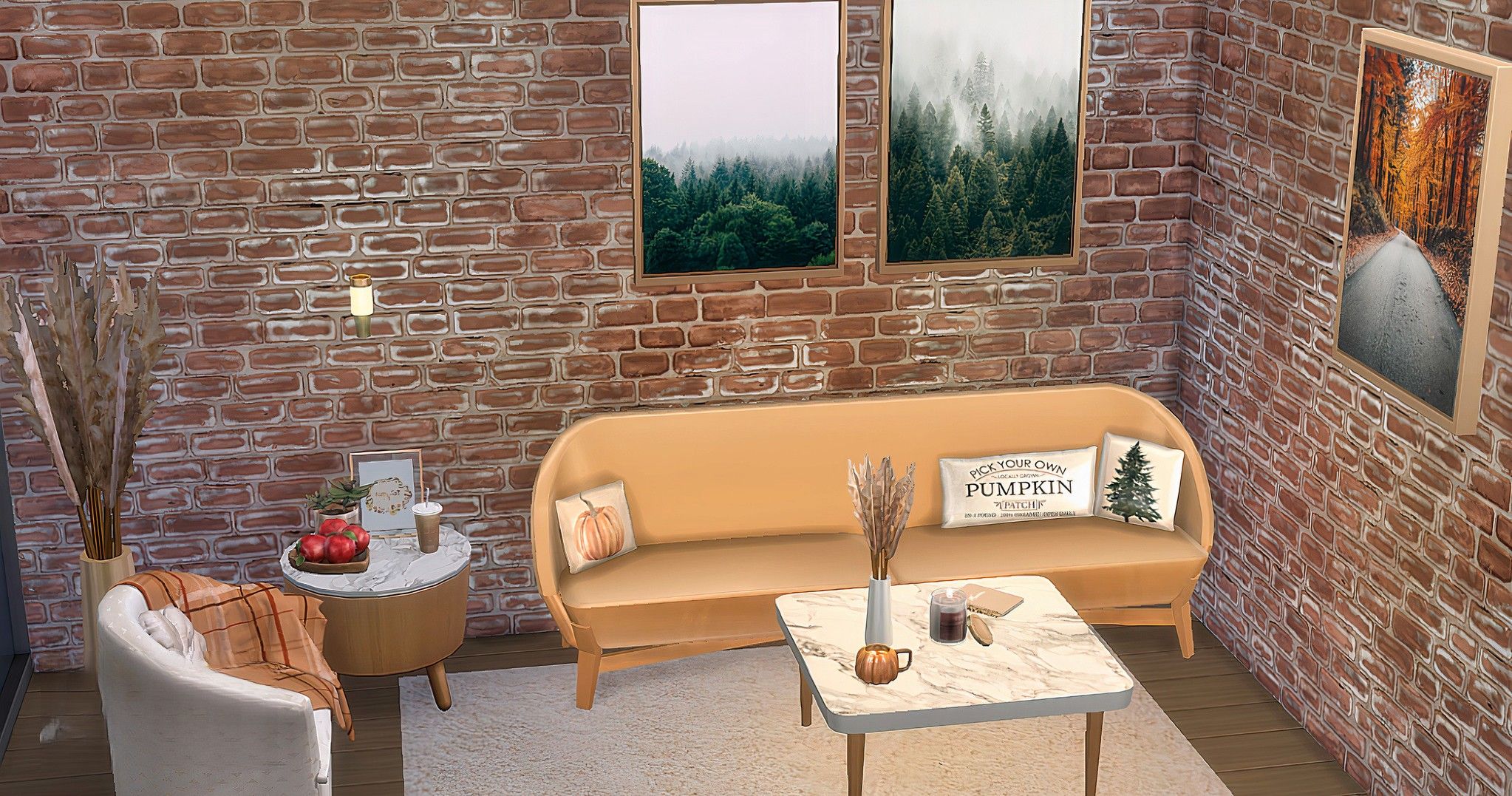 Cozy fall living set mod for The Sims 4 