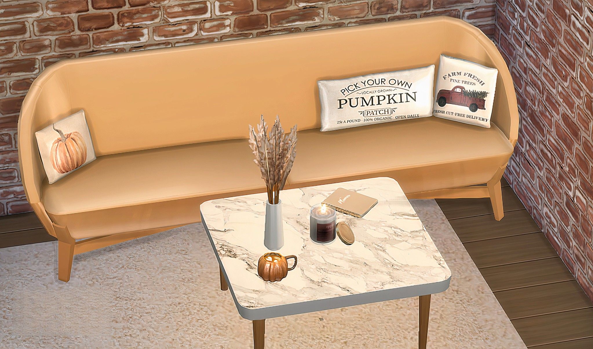 Cozy fall living set mod for The Sims 4 