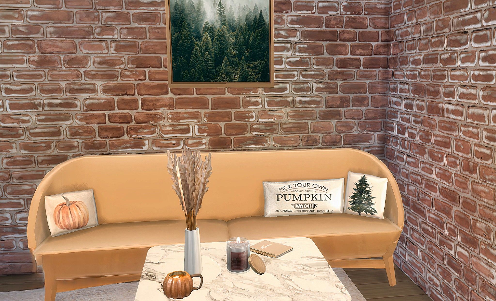 Cozy fall living set mod for The Sims 4 