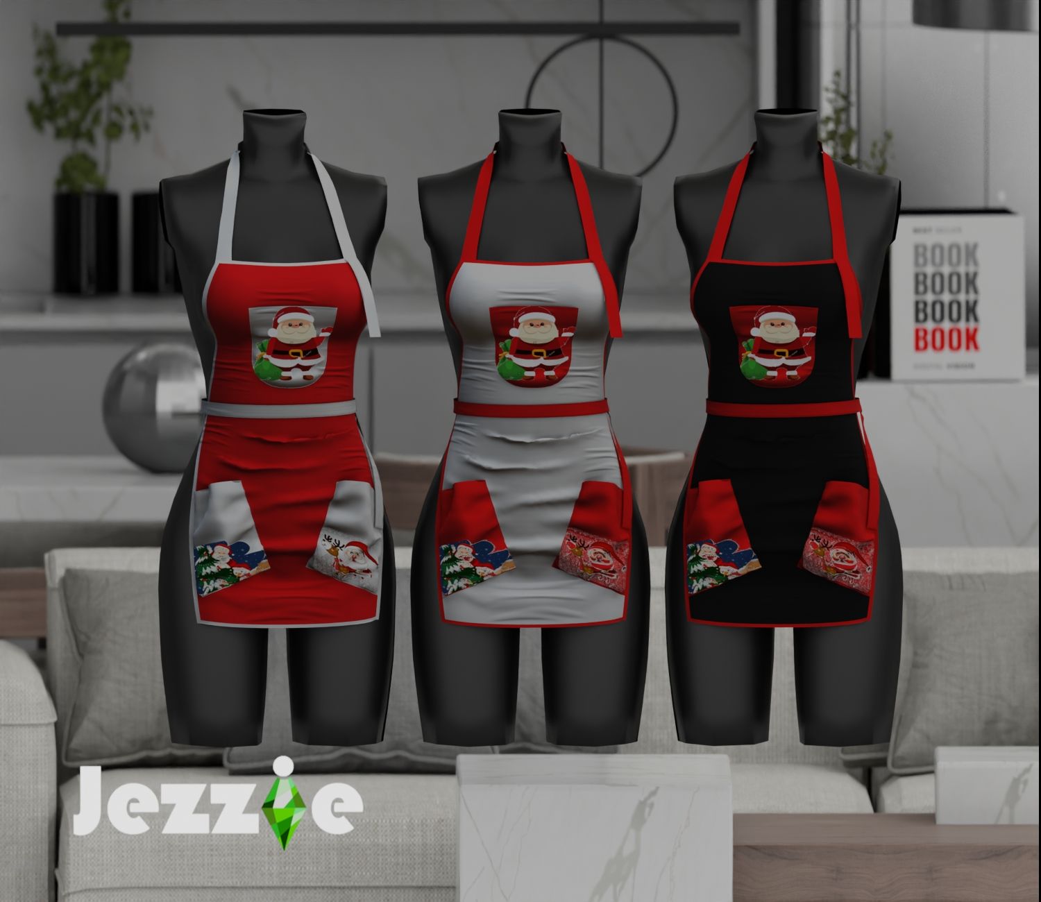 Jezzie.Ts4- Santa Apron mod for The Sims 4 