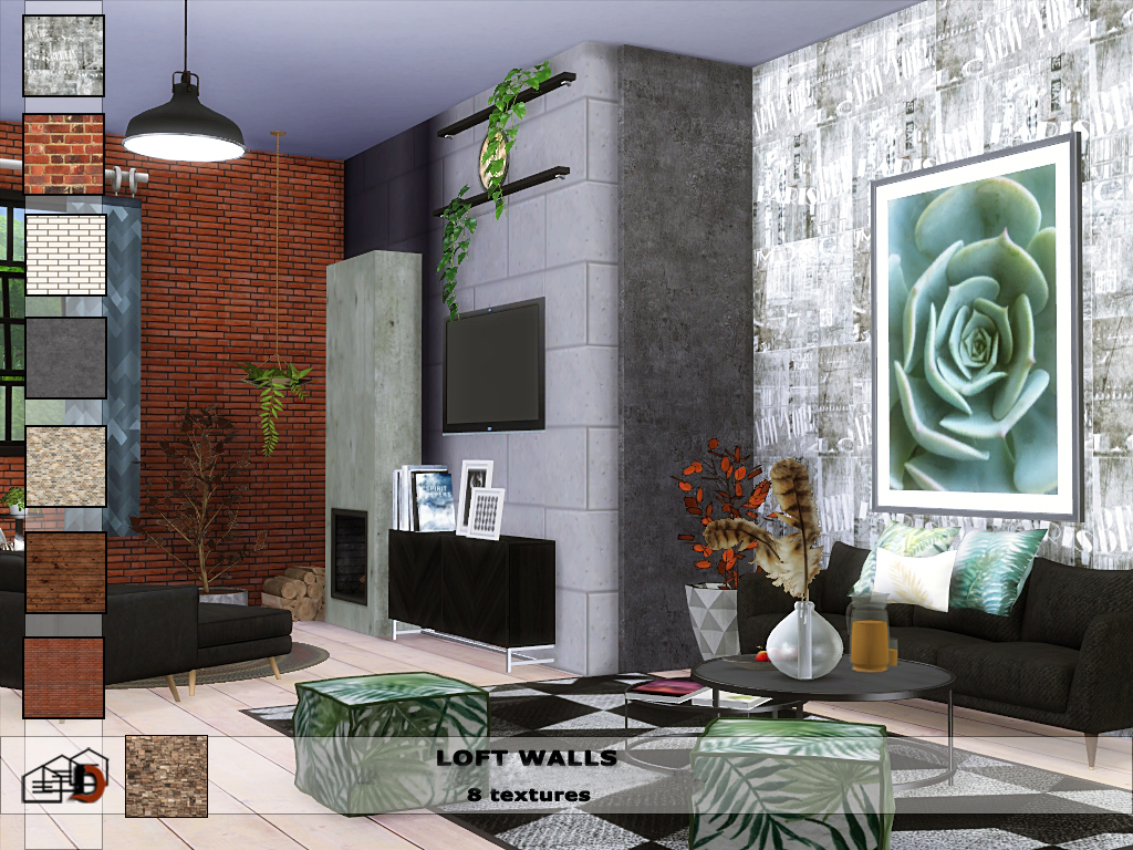 Loft walls mod for The Sims 4 
