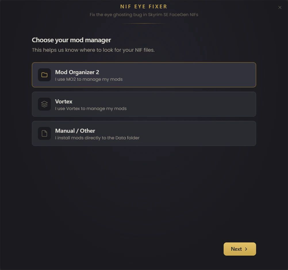 Nif Eye Fixer mod for The Elder Scrolls V: Skyrim Special Edition