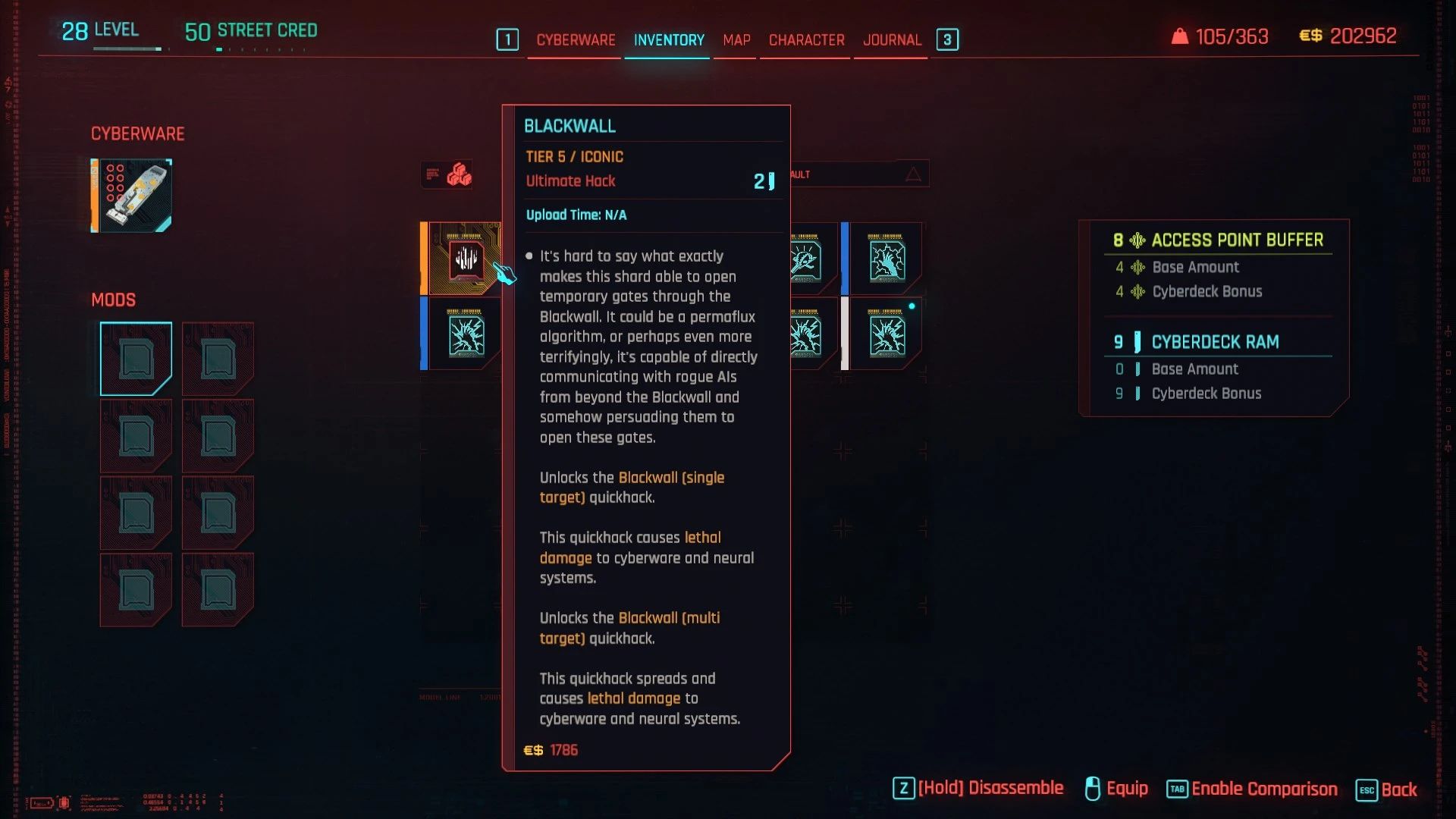 Actual Blackwall Quickhacks mod for Cyberpunk 2077