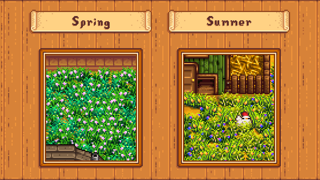 Elle's Grass Replacement mod for Stardew Valley