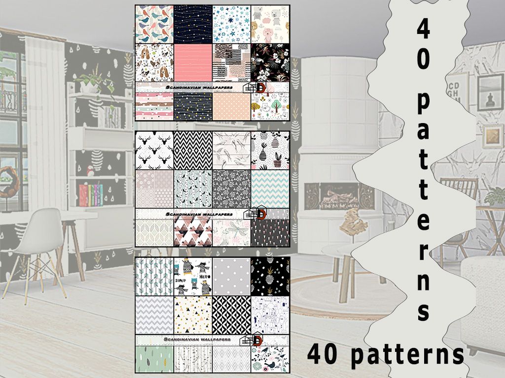 Scandinavian wallpapers - MEGAPACK! mod for The Sims 4 