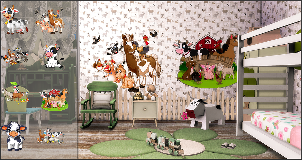 Animals-Baby room -wall stickers (GGM Exclusive) mod for The Sims 4 