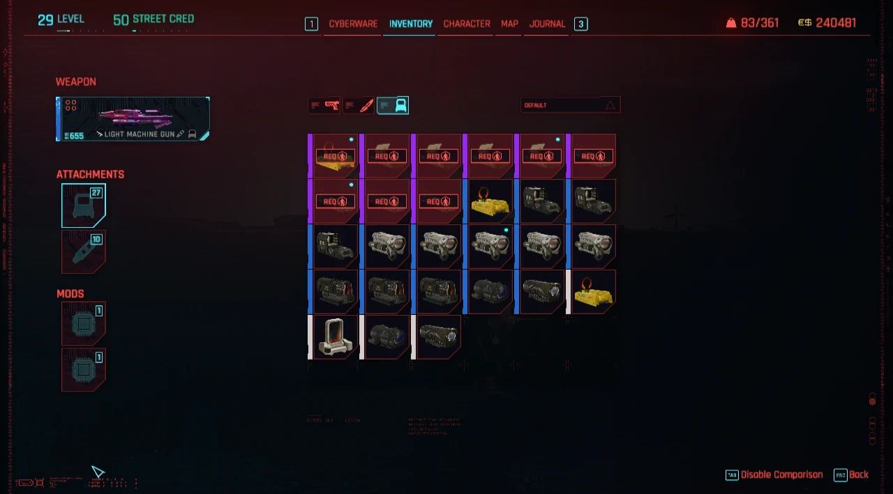 Unlocked Attachments - TweakXL mod for Cyberpunk 2077