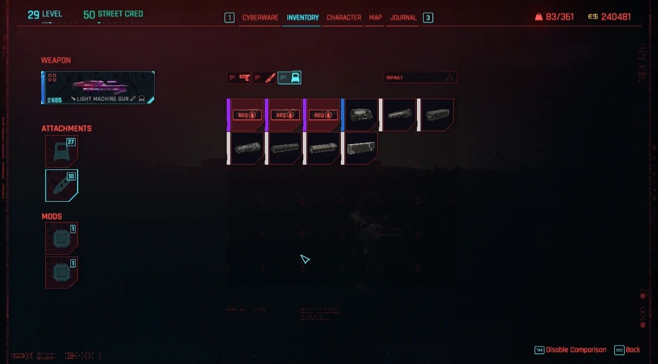 Unlocked Attachments - TweakXL mod for Cyberpunk 2077