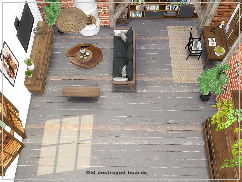 Old destroyed boards mod for The Sims 4 