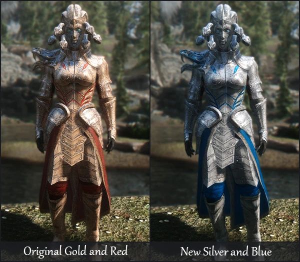 Medusa Armor Recolor - Silver and Blue mod for Skyrim