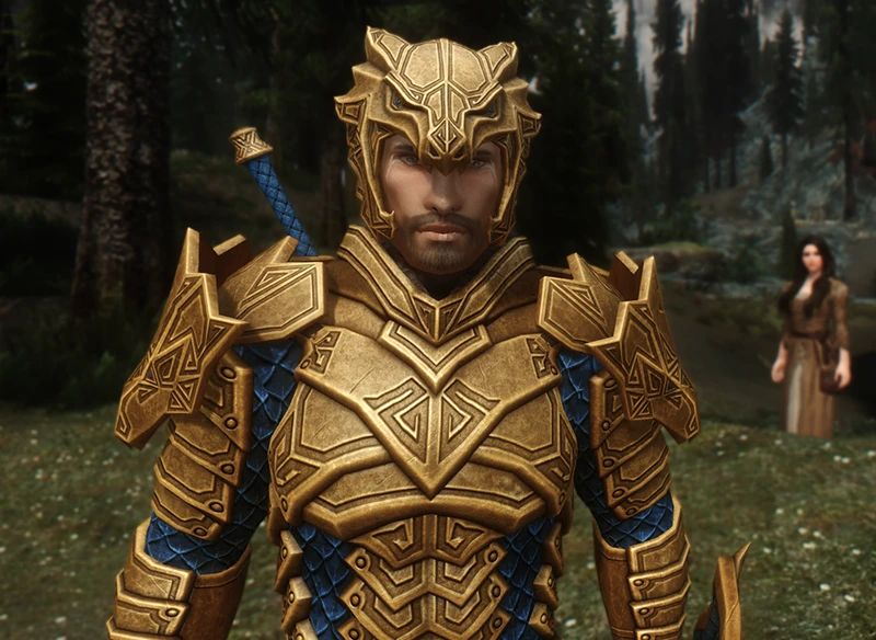 Dragon Carved Armor Recolor - Regal Gold and Blue and Winter Dragon mod for Skyrim