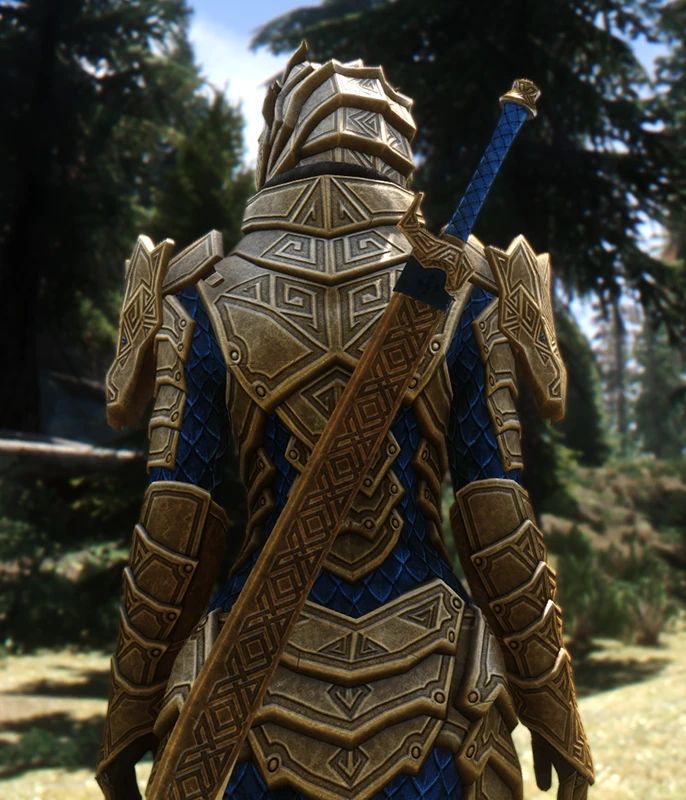 Dragon Carved Armor Recolor - Regal Gold and Blue and Winter Dragon mod for Skyrim
