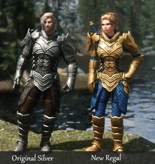 Dragon Carved Armor Recolor - Regal Gold and Blue and Winter Dragon mod for Skyrim