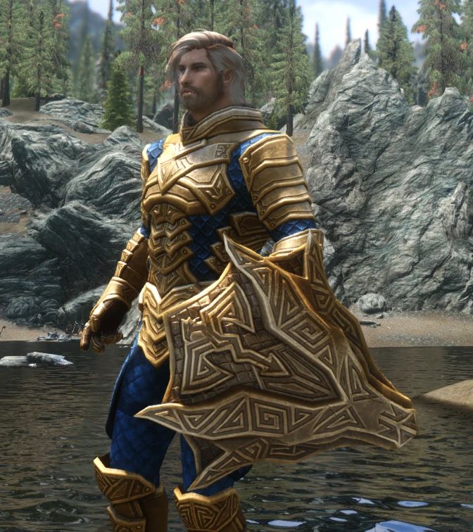 Dragon Carved Armor Recolor - Regal Gold and Blue and Winter Dragon mod for Skyrim