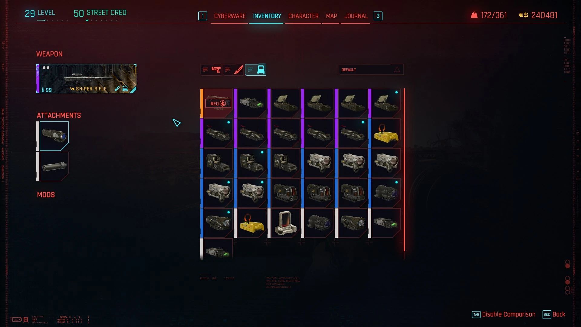 Unequip unremovable scopes mod for Cyberpunk 2077