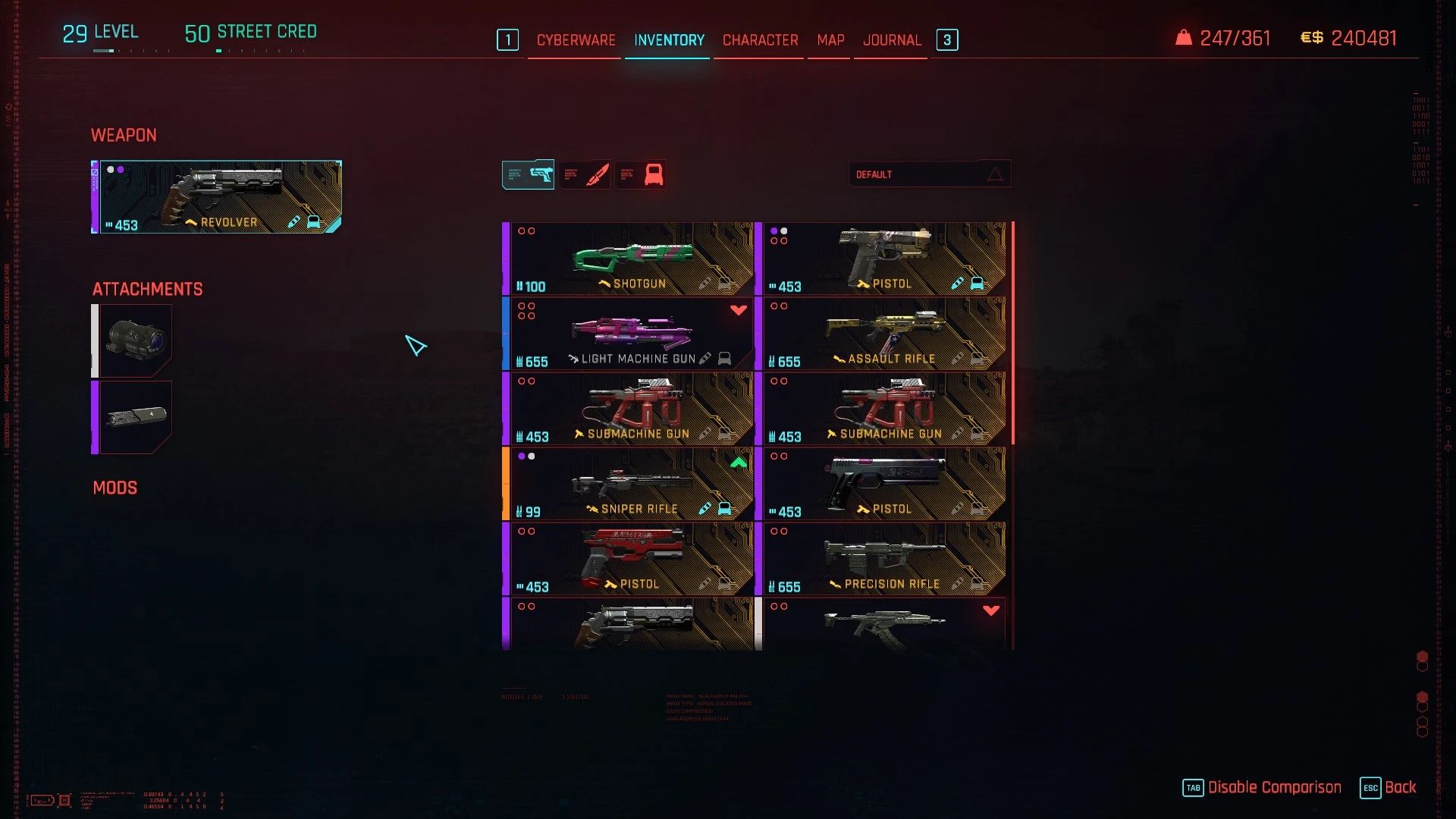 Unequip unremovable scopes mod for Cyberpunk 2077