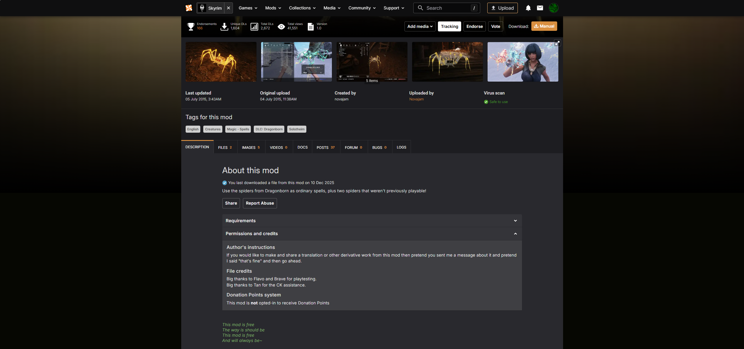 Arachnomancer SSE mod for The Elder Scrolls V: Skyrim Special Edition