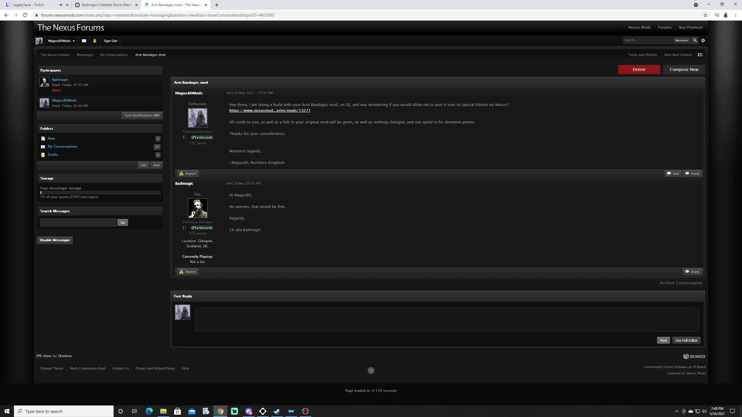 BadMagic Craftable Glove Alternatives mod for The Elder Scrolls V: Skyrim Special Edition
