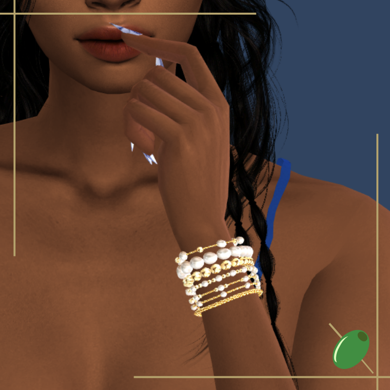 Pearl Stacked Bracelets Set mod for The Sims 4 