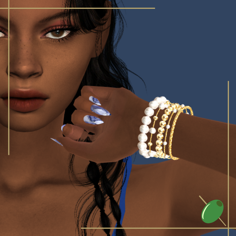 Pearl Stacked Bracelets Set mod for The Sims 4 