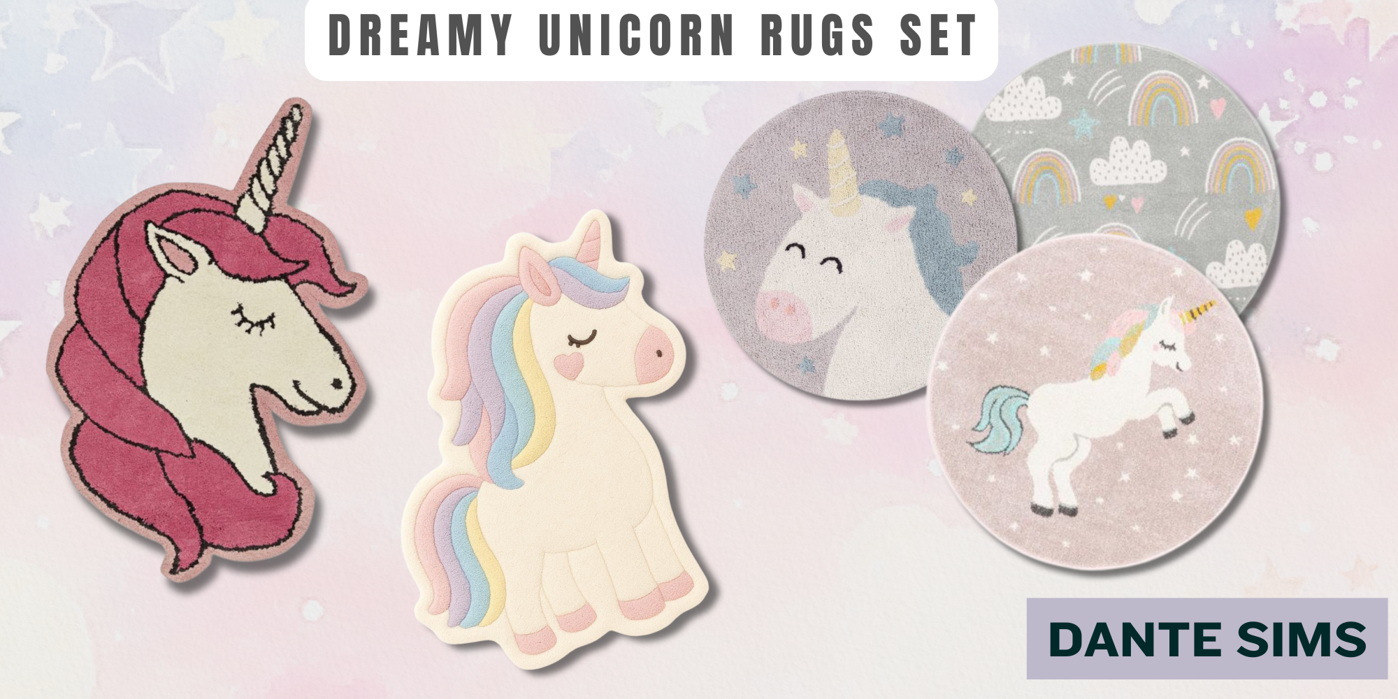 Dreamy unicorn rugs set mod for The Sims 4 