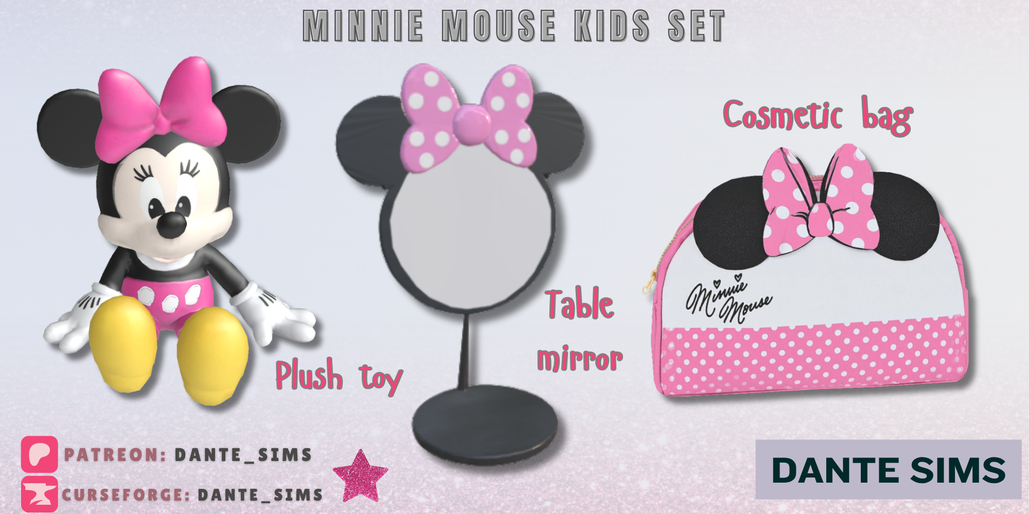Minnie mouse makeup kids set mod for The Sims 4 