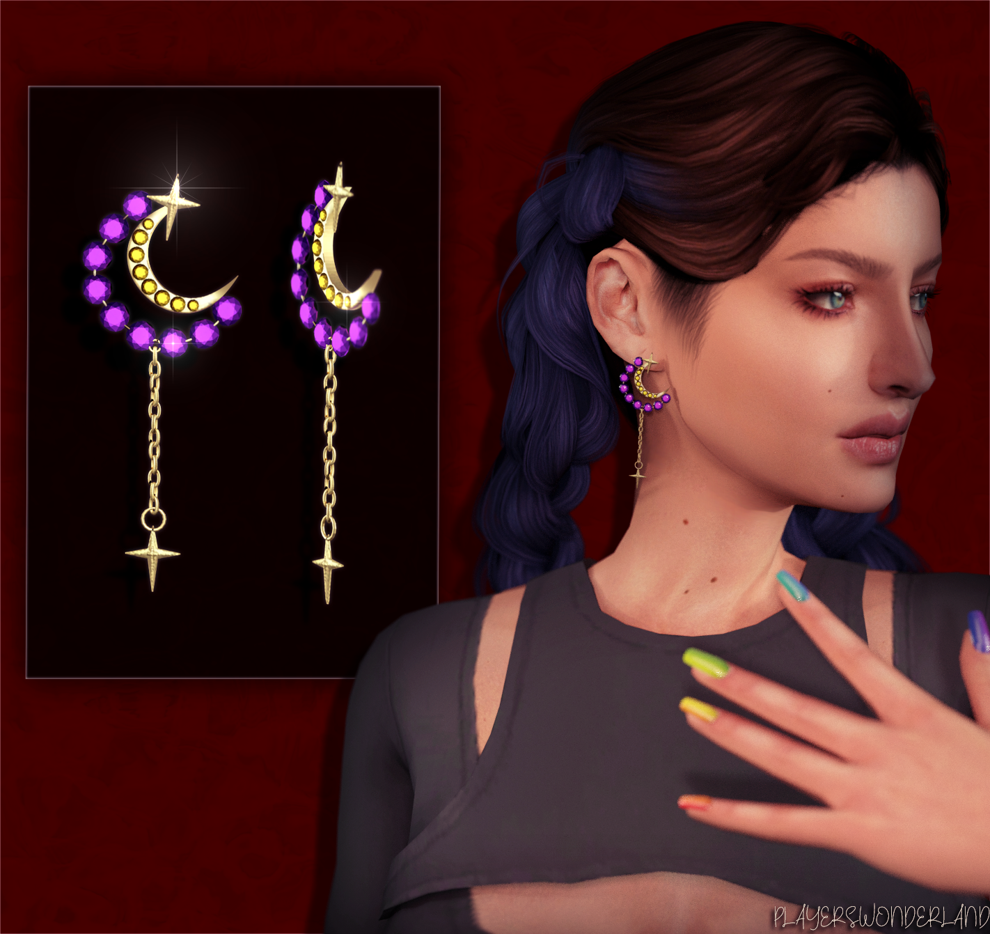 Moon Crystal Earrings mod for The Sims 4 