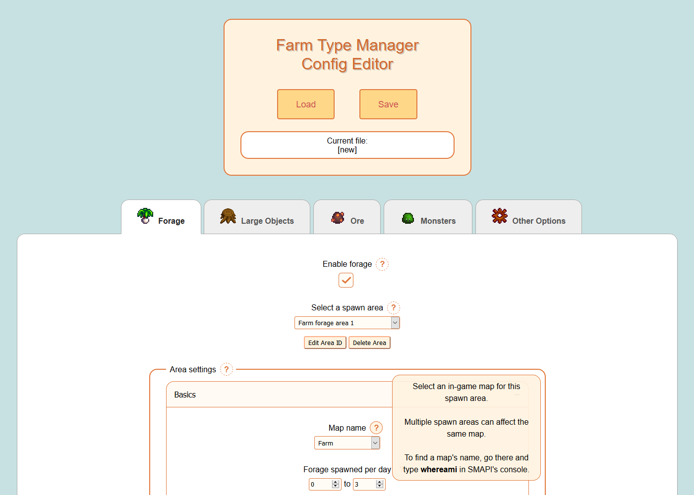 Farm Type Manager (FTM) mod for Stardew Valley