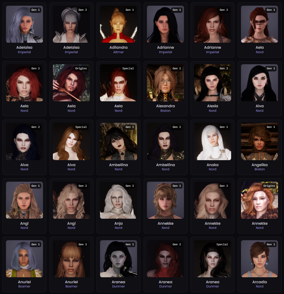 Exclusive - Foundation - Face Library mod for The Elder Scrolls V: Skyrim Special Edition