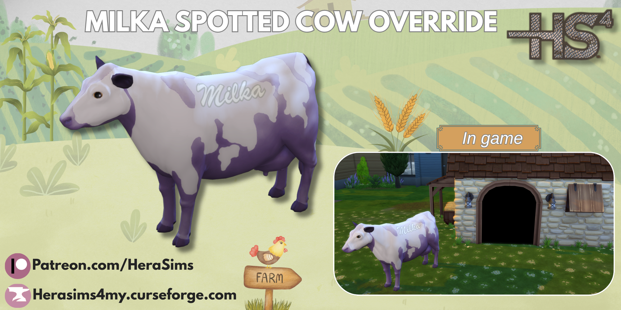 Milka spotted cow Override mod for The Sims 4 