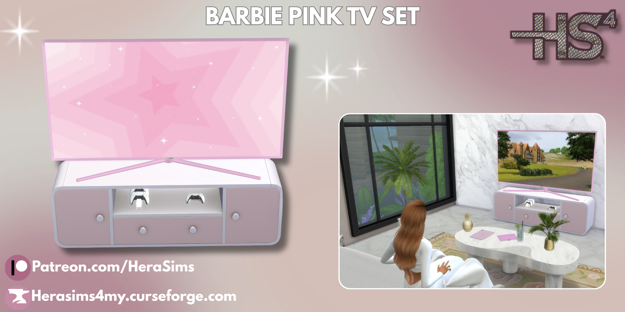 Barbie Pink TV set mod for The Sims 4 